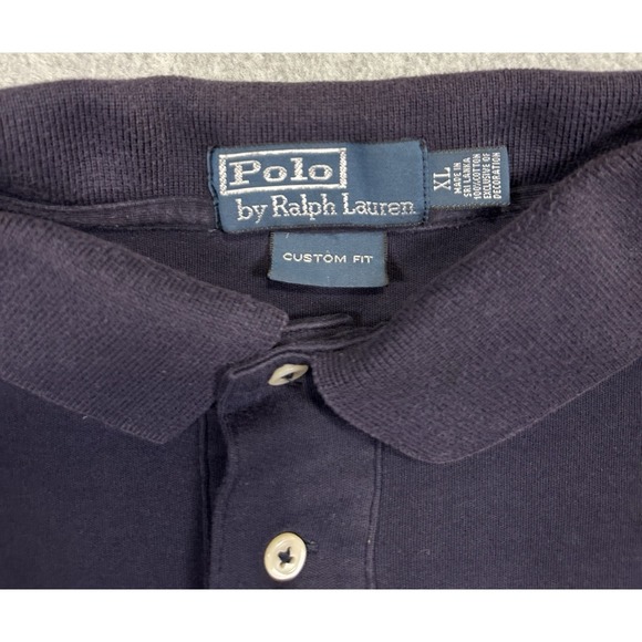 Polo‎ Ralph Lauren Mens Short Sleeve Polo Sz XL Custom Fit Blue With Yellow Logo - Picture 3 of 8